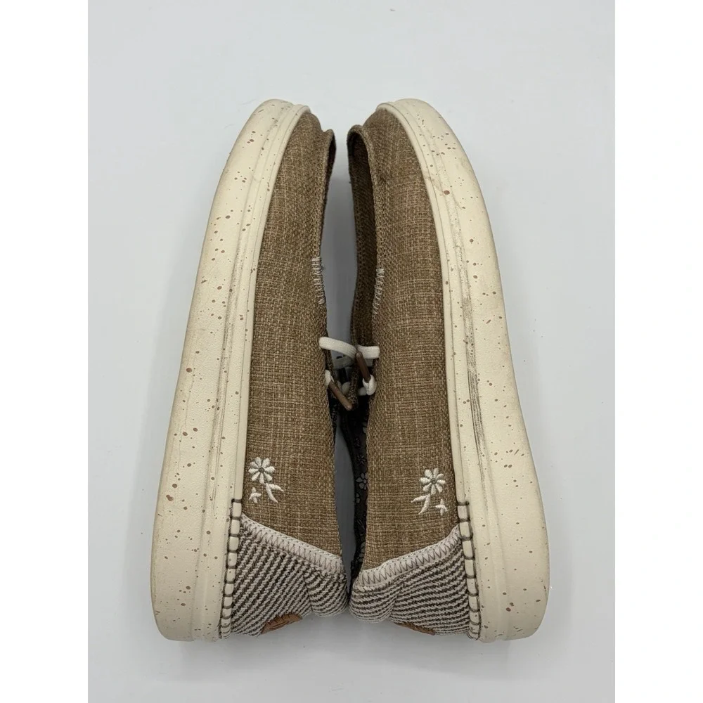 Hey Dude Wendy Rise Woven Tan Shoes Women's Size 9 Slip On Summer Shoes